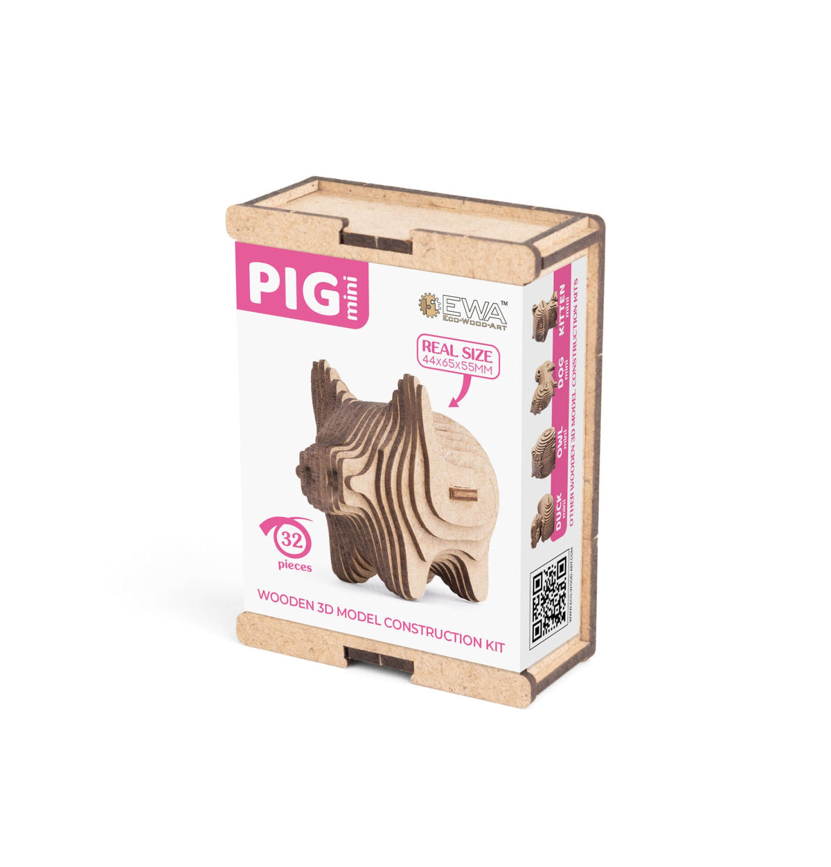 Pig Mini — Wooden Mini Model, 32 Pieces