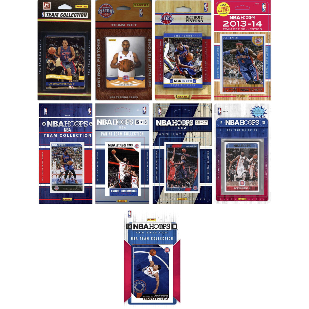 NBA Detroit Pistons 9 Different Licensed Trading Card Team Sets