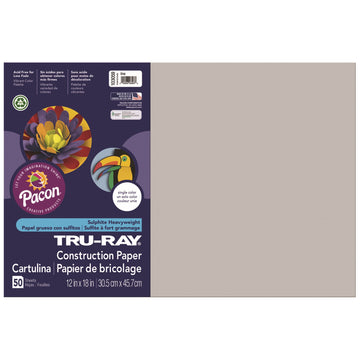Tru-Ray Construction Paper, 76 Lbs., 12 X 18, Gray, 50 Sheets/Pack