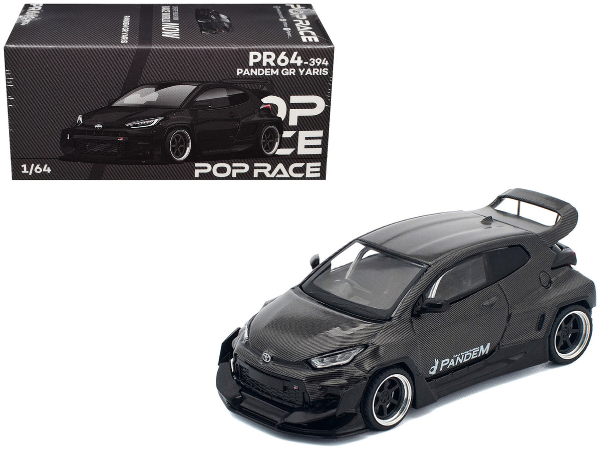 Toyota inchPandeminch GR Yaris RHD (Right Hand Drive) Carbon Fiber 1/64 Diecast Model Car by Pop Race