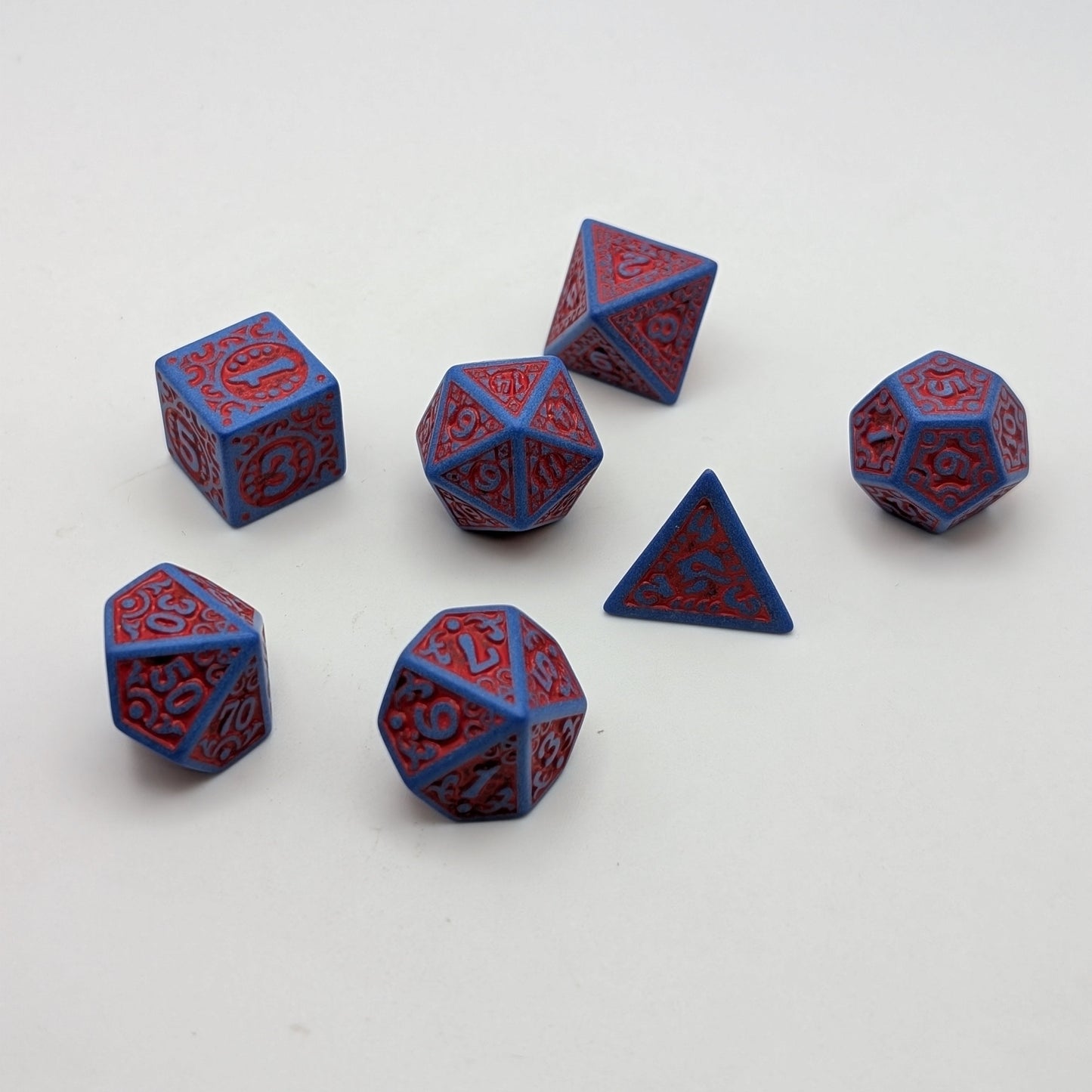 Magic Flame - Red Blue - 7 Piece DnD Dice Set | Acrylic RPG Gaming Dice