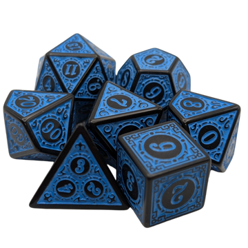 Magic Flame - Blue - 7 Piece DnD Dice Set | Acrylic RPG Gaming Dice