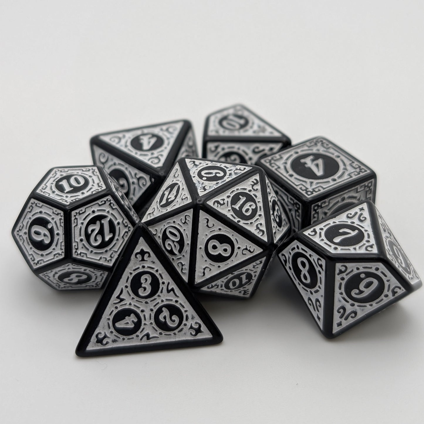 Magic Flame - White - 7 Piece DnD Dice Set | Acrylic RPG Gaming Dice