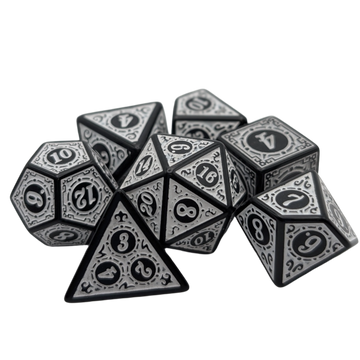 Magic Flame - White - 7 Piece DnD Dice Set | Acrylic RPG Gaming Dice