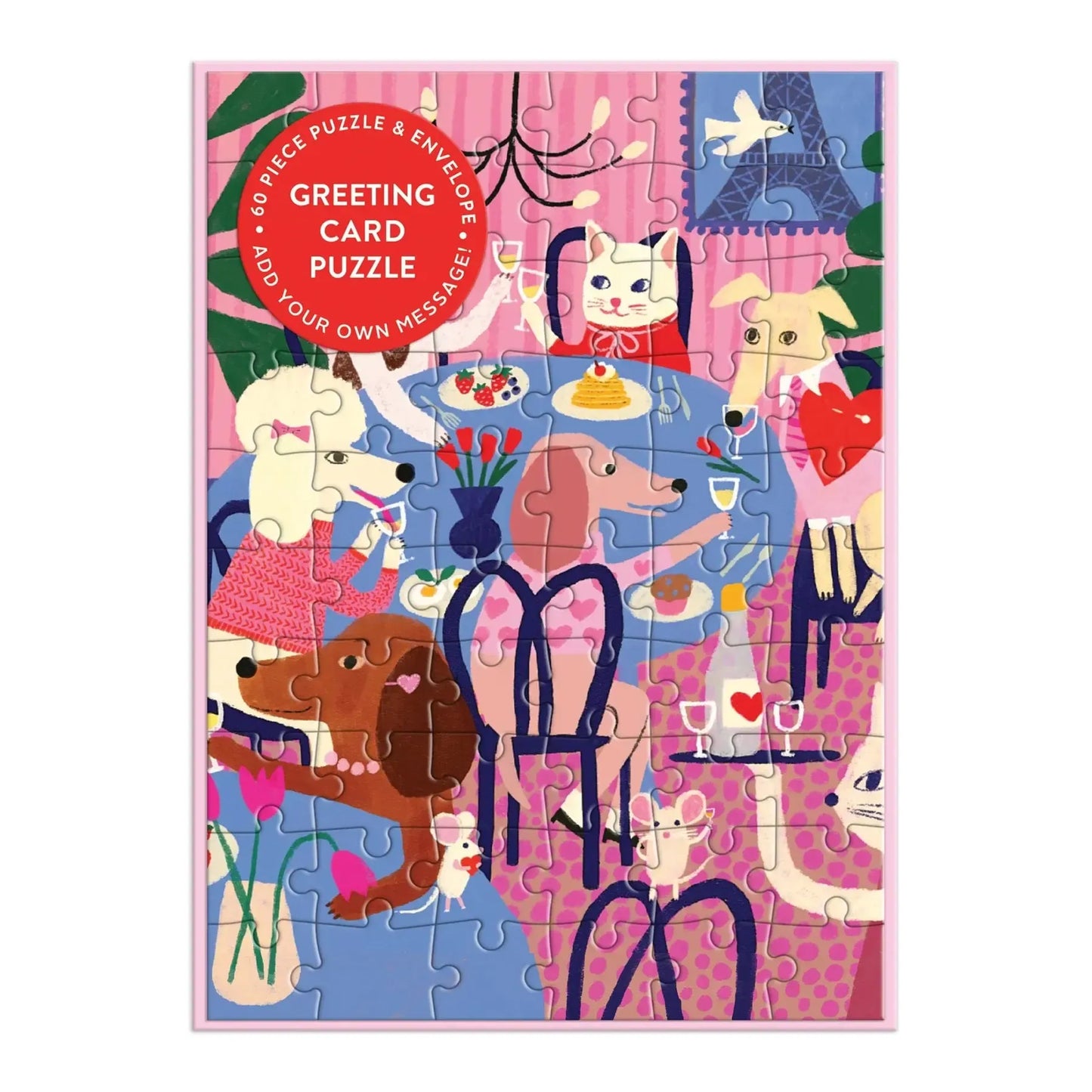 Paws for Love Greeting Card 60 Piece Jigsaw Puzzle Galison