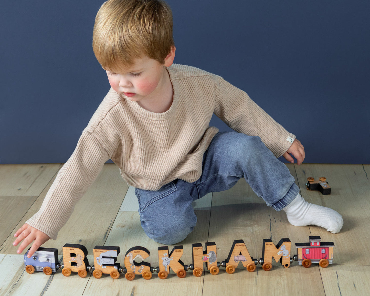 ABCs Magnetic Letter Train Express with Organic Cotton Bag | Cherry Wood | Made in the USA 🇺🇸