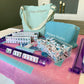 American Mahjong Set 166 Tiles Bundle - Green Bag Pink Mat 2-color blue tiles