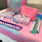 All In One - Mahjong Bundle - American Mahjong Set 166 2-Color Tiles - Pink Tiles and Mat