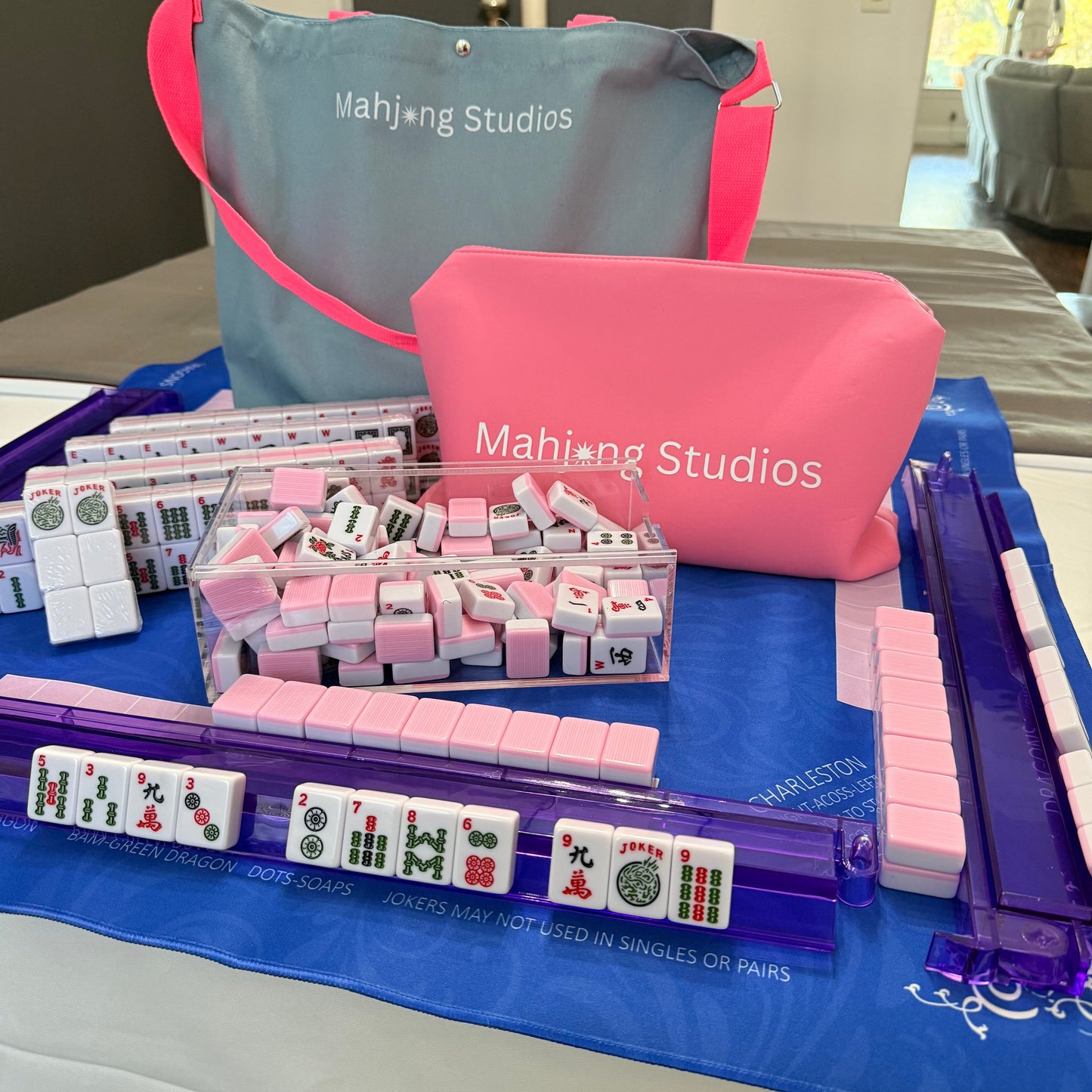 All In One - Mahjong Bundle - American Mahjong Set 166 2-Color Tiles - Pink