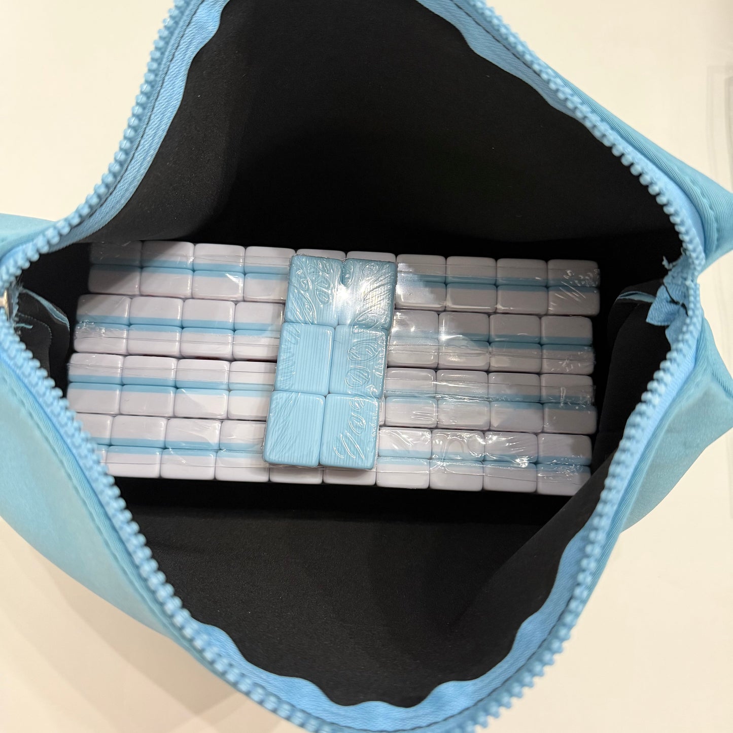 American Mahjong Set 166 Tiles Bundle - Green Bag Pink Mat 2-color blue tiles
