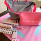 All In One - Mahjong Bundle - American Mahjong Set 166 2-Color Tiles - Pink Tiles and Mat