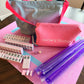 All In One - Mahjong Bundle - American Mahjong Set 166 2-Color Tiles - Pink Tiles and Mat