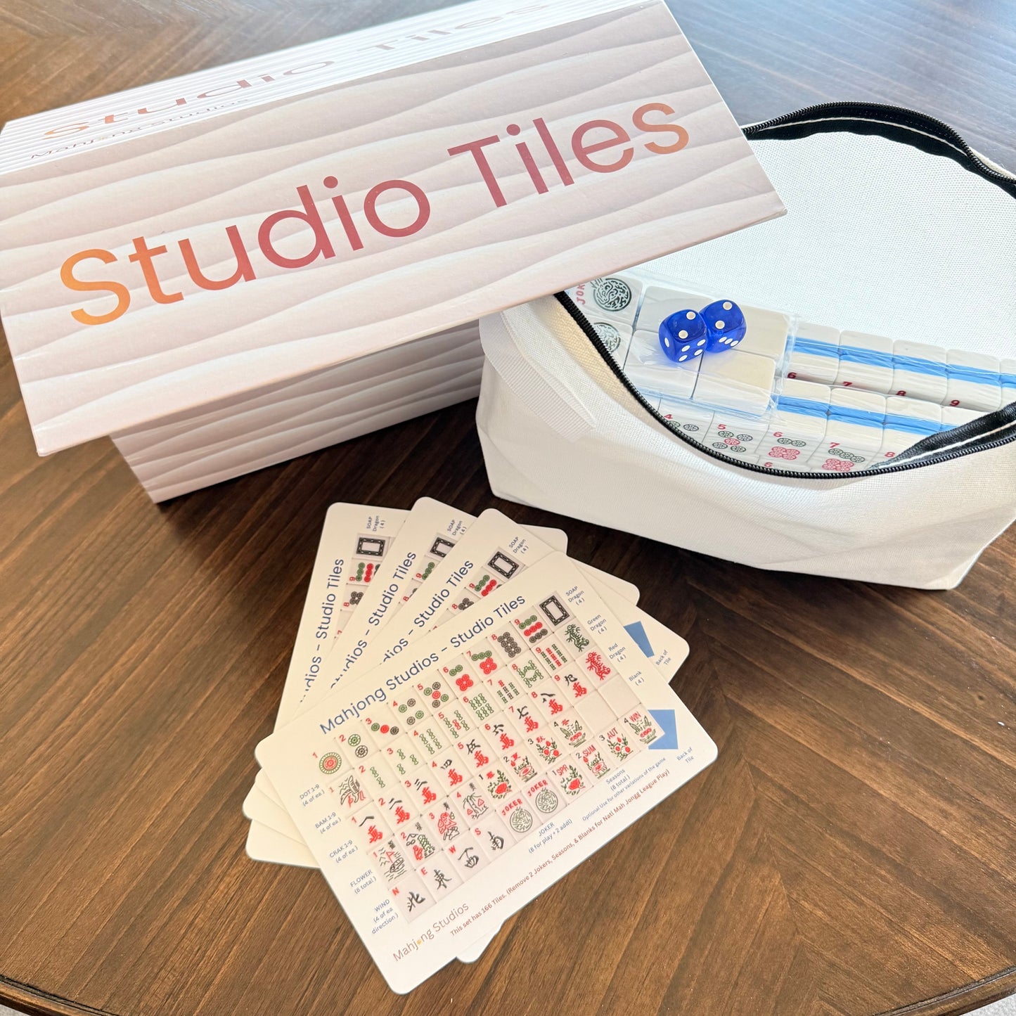 Blue Mahjong Tiles Bundle – American Mahjong 166 Tiles, Studio Tiles Clear Racks Teal Mat