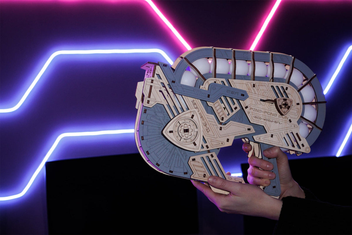 Ping-Pong Gun — Mechanical Wooden Model, 153 Pieces