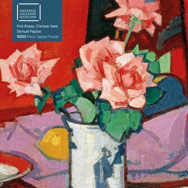 Pink Roses, Chinese Vase by Samuel Peploe 1000 Piece Jigsaw Puzzle Flame Tree