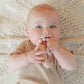 Silicone Bead Teether with Organic Cotton Bag - Heart with Pink Beads | Made in the USA 🇺🇸