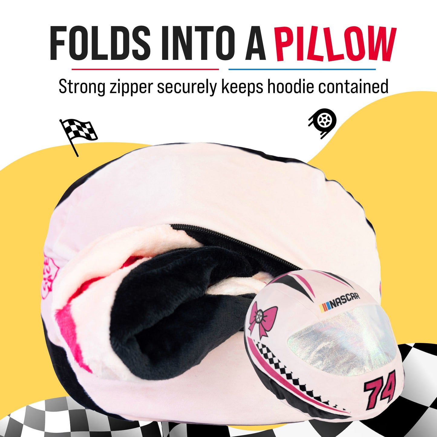 NASCAR | Pink Racing Suit Snugible 2-in-1 Blanket Hoodie & Pillow
