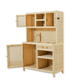 Montessori-Style Rattan Play Kitchen | Natural Pretend Play Station with Storage