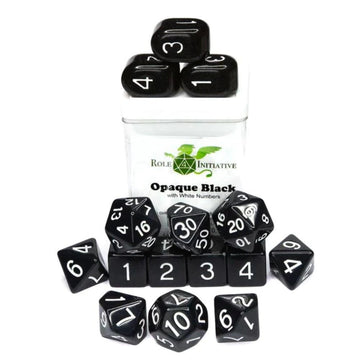 R4I Dice W/Arch'D4: Opaque - Black W/White (15)
