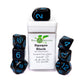 Role 4 Initiative R4I50007-7C Dice, Opaque Black with Blue Numbers - Set of 7