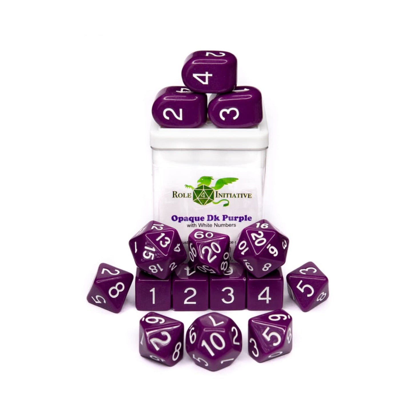 R4I Dice W/Arch'D4: Opaque - Dark Purple W/White (15)