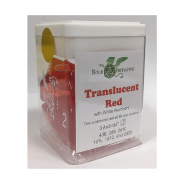 R4I Dice W/Arch'D4: Translucent - Red W/White (15)