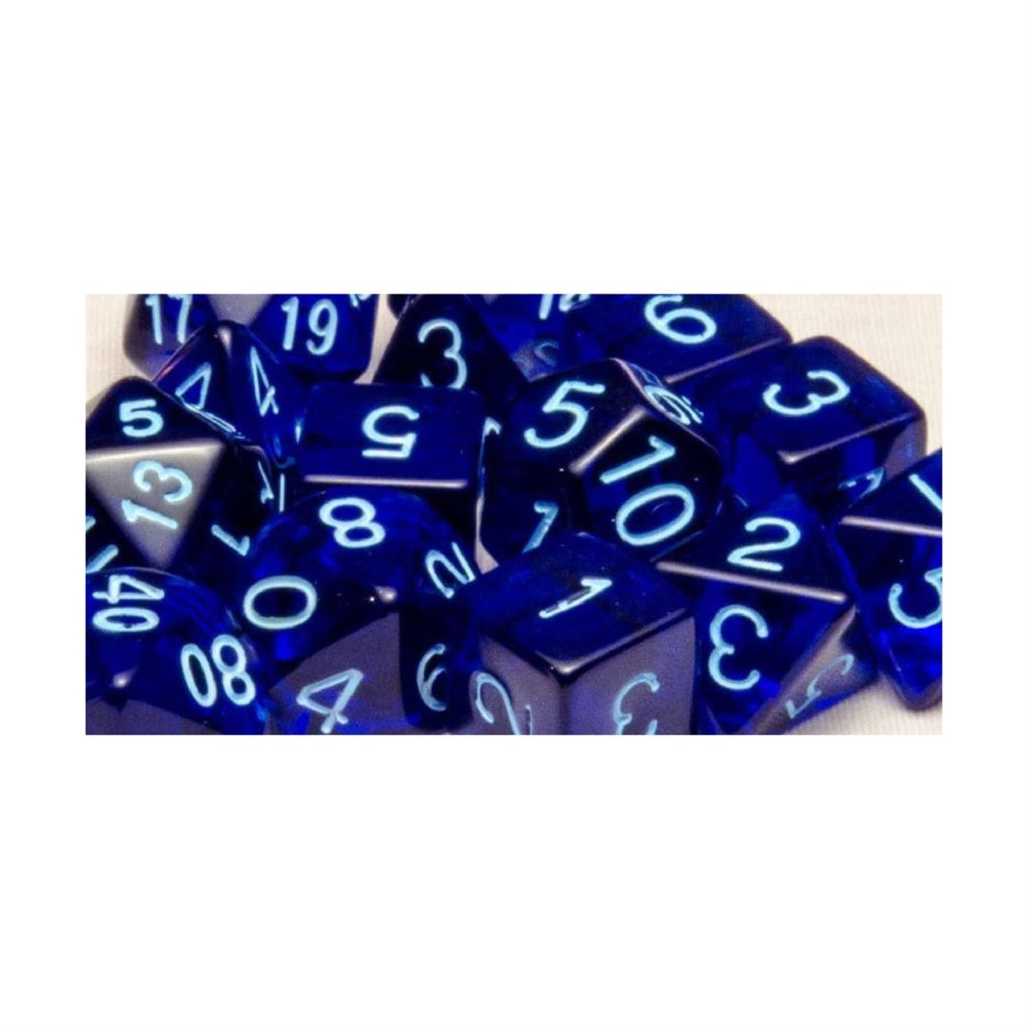 Role 4 Initiative Polyhedral Dice - Translucent Dark Blue W/Light Blue And Arch'D4 (15)