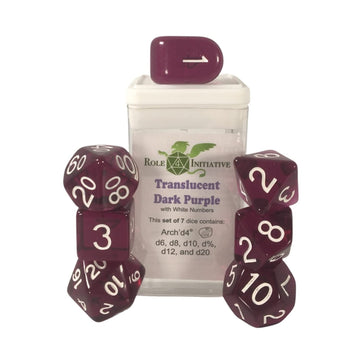 R4I Dice W/Arch'D4: Translucent - Dark Purple W/White (7)