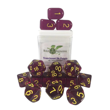 Role 4 Initiative R4I Dice W/ Arch'D4: Translucent - Dark Purple W/ Yellow (15)