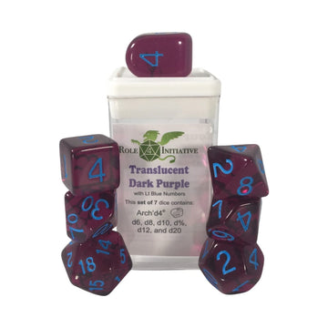 R4I Dice w/Arch'd4: Translucent - Dark Purple w/Light Blue (7)