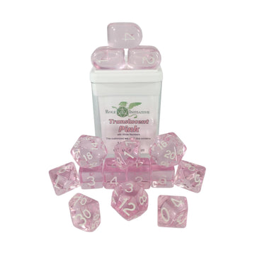 Role 4 Initiative Polyhedral Dice - Translucent Pink W/White And Arch'D4 (15)