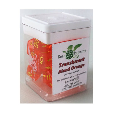 R4I Dice W/Arch'D4: Translucent - Blood Orange W/Yellow (15)