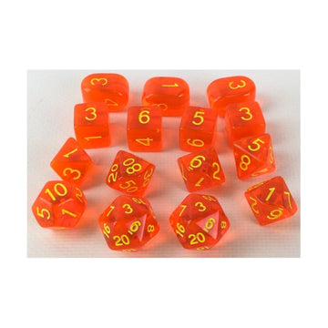 R4I Dice W/Arch'D4: Translucent - Blood Orange W/Yellow (15)
