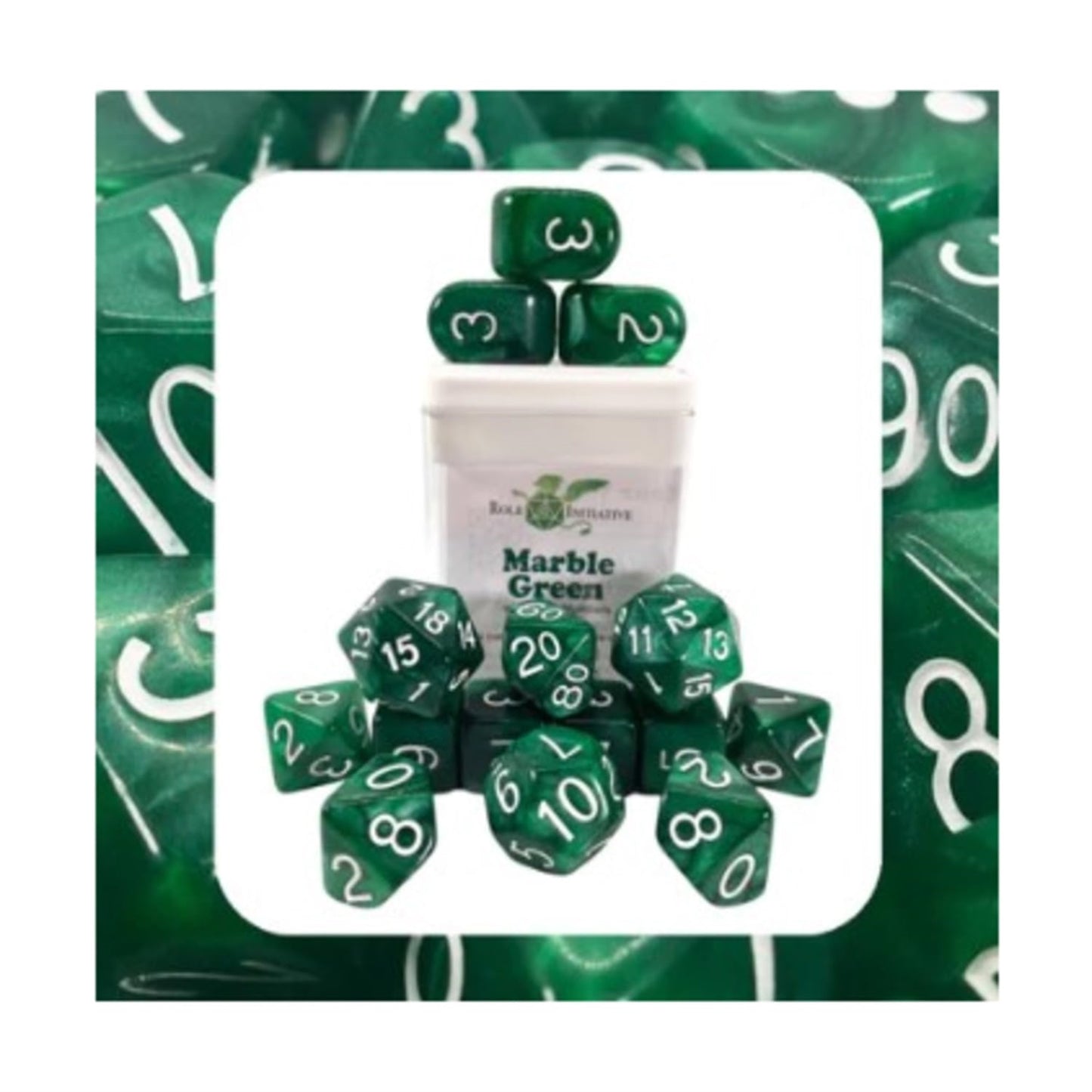 Role 4 Initiative Poly Set Marble Green W/White, Arch'D4 (15)