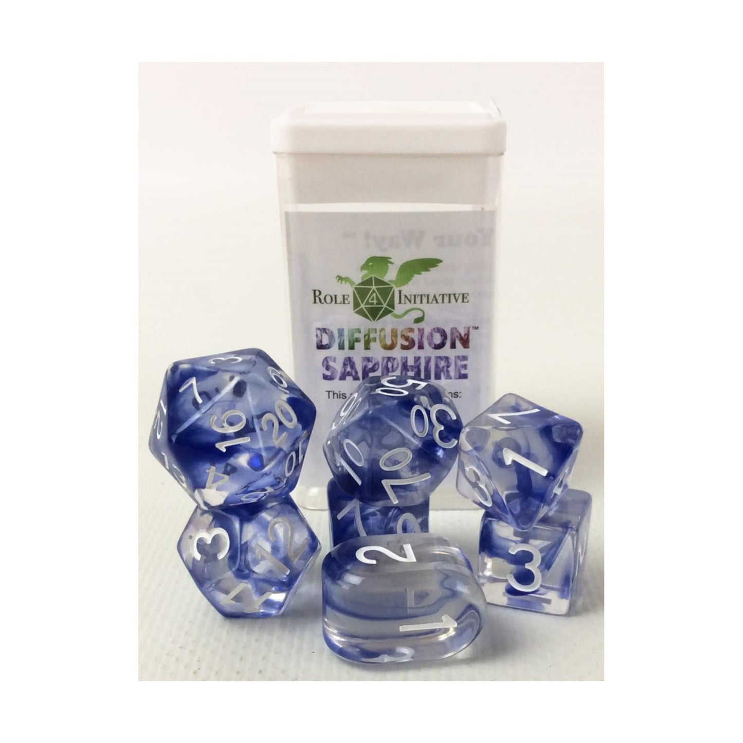 Role 4 Initiative R4I Dice W/ Arch'D4: Diffusion - Sapphire (7)