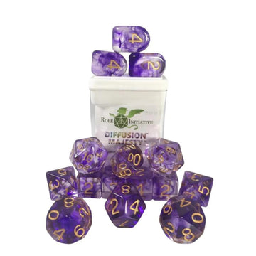 R4I Dice W/Arch'D4: Diffusion - Majesty W/Metallic Gold (15)