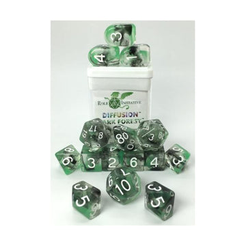Role 4 Initiative R4I Dice W/ Arch'D4: Diffusion - Dark Forest W/ White (15)