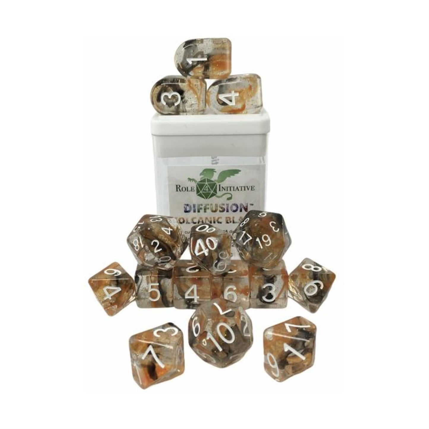R4I Dice W/Arch'D4: Diffusion - Volcanic Blast W/White (15)