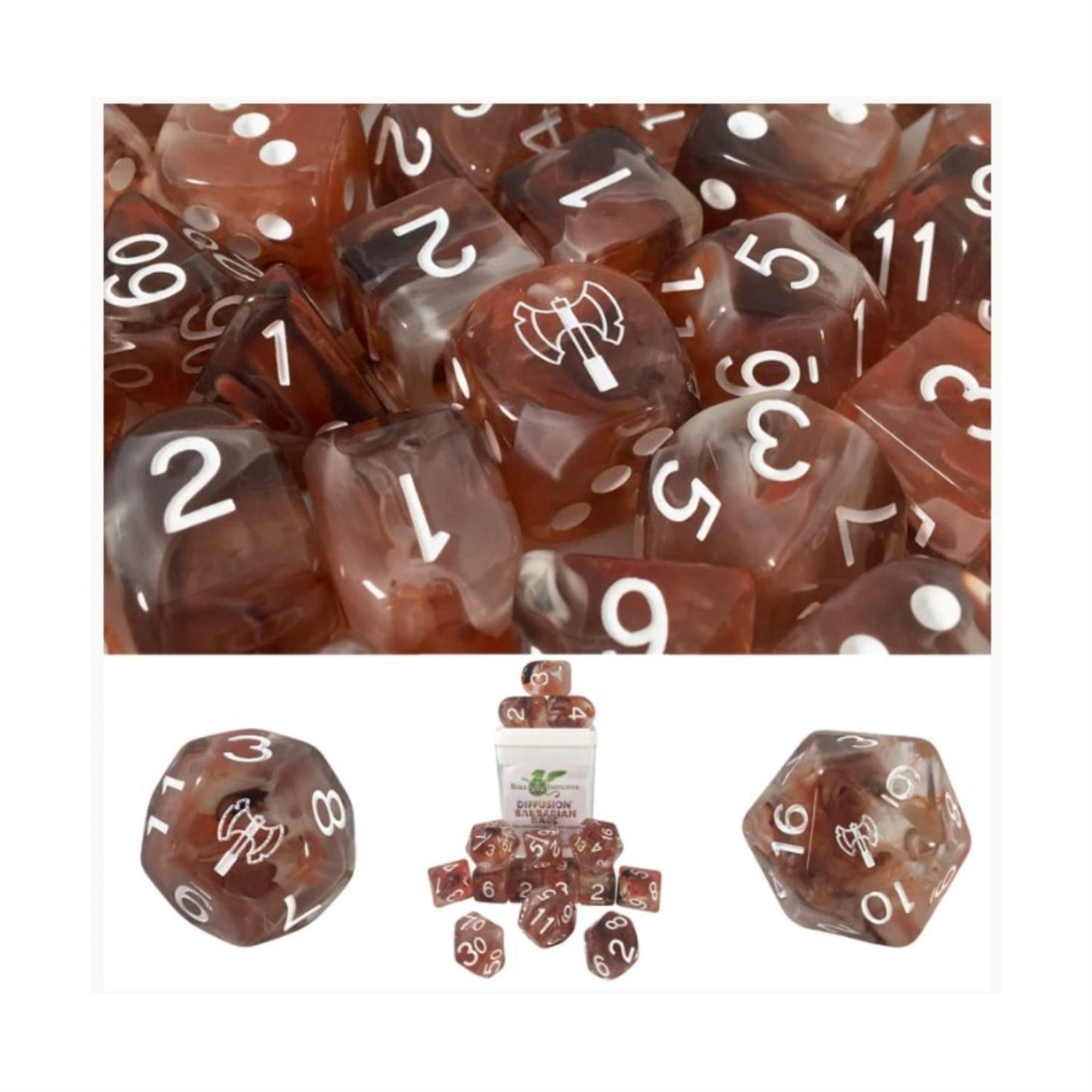 Role 4 Initiative Diffusion Poly Set - Barbarian Rage W/Class Symbol (15)