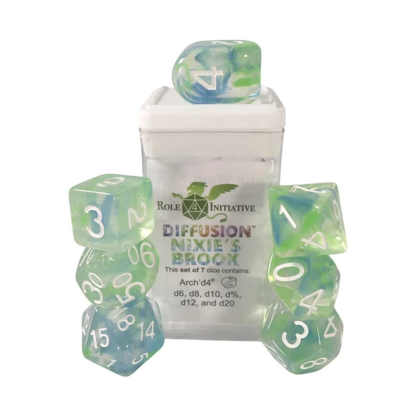 Role 4 Initiative Diffusion Poly Set - Nixie'S Brook W/Creature Symbol (7)