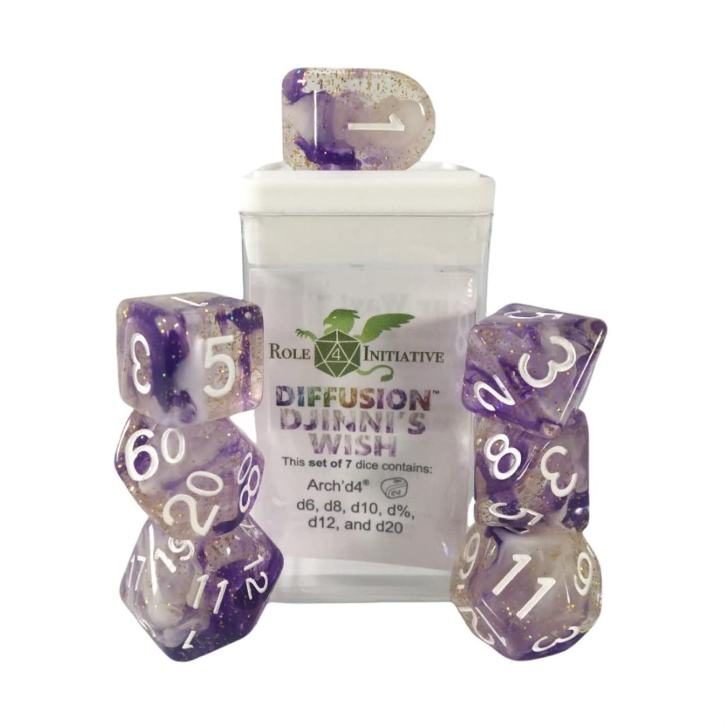 Role 4 Initiative Diffusion Poly Set - Djinni'S Wish W/Creature Symbol (7)