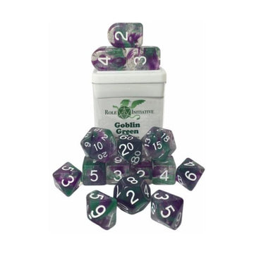 Role 4 Initiative Polyhedral Dice - Green Goblin Arched d4's w/White (15)