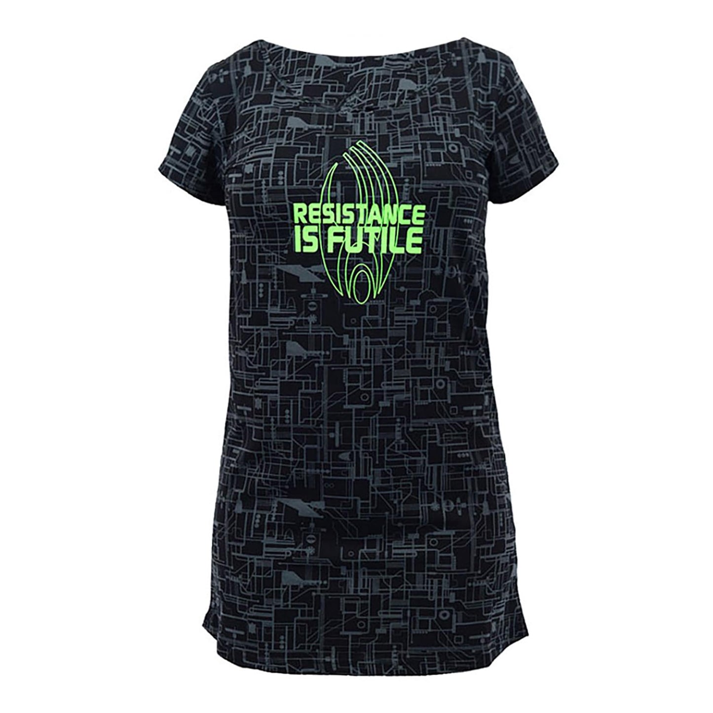 Star Trek Resistance Is Futile Glow Ladies Sleep Shirt  Black  Medium