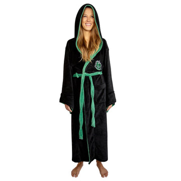 Harry Potter Slytherin Hooded Bathrobe For Adults | One Size Fits Most