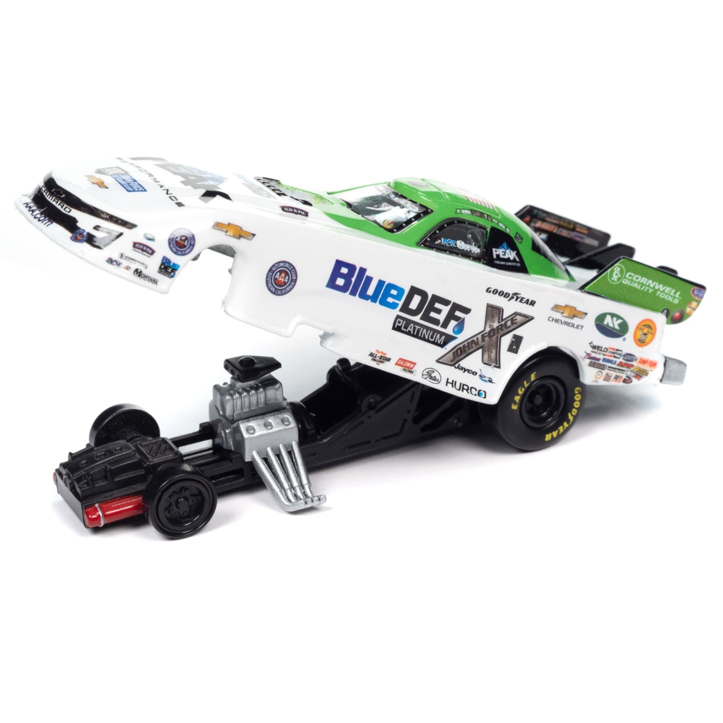 Chevrolet Camaro Nhra Funny Car John Force ''Bluedef Platinum'' (2022) ''John Force Racing'' ''Racing Champions Mint 2023'' Rele