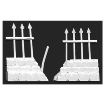 Reaper Miniatures Graveyard Ruined Fences (2) #77528 Bones Unpainted Plastic
