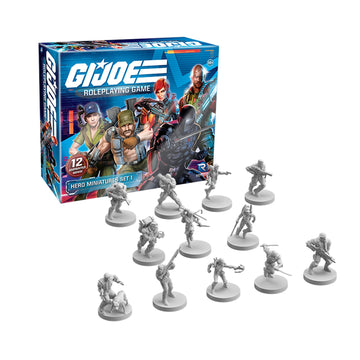 Renegade Game Studios G.I. Joe RPG Hero Miniatures Set, Unpainted, 12 Pieces, Plastic, Grey, Model RGS-02412