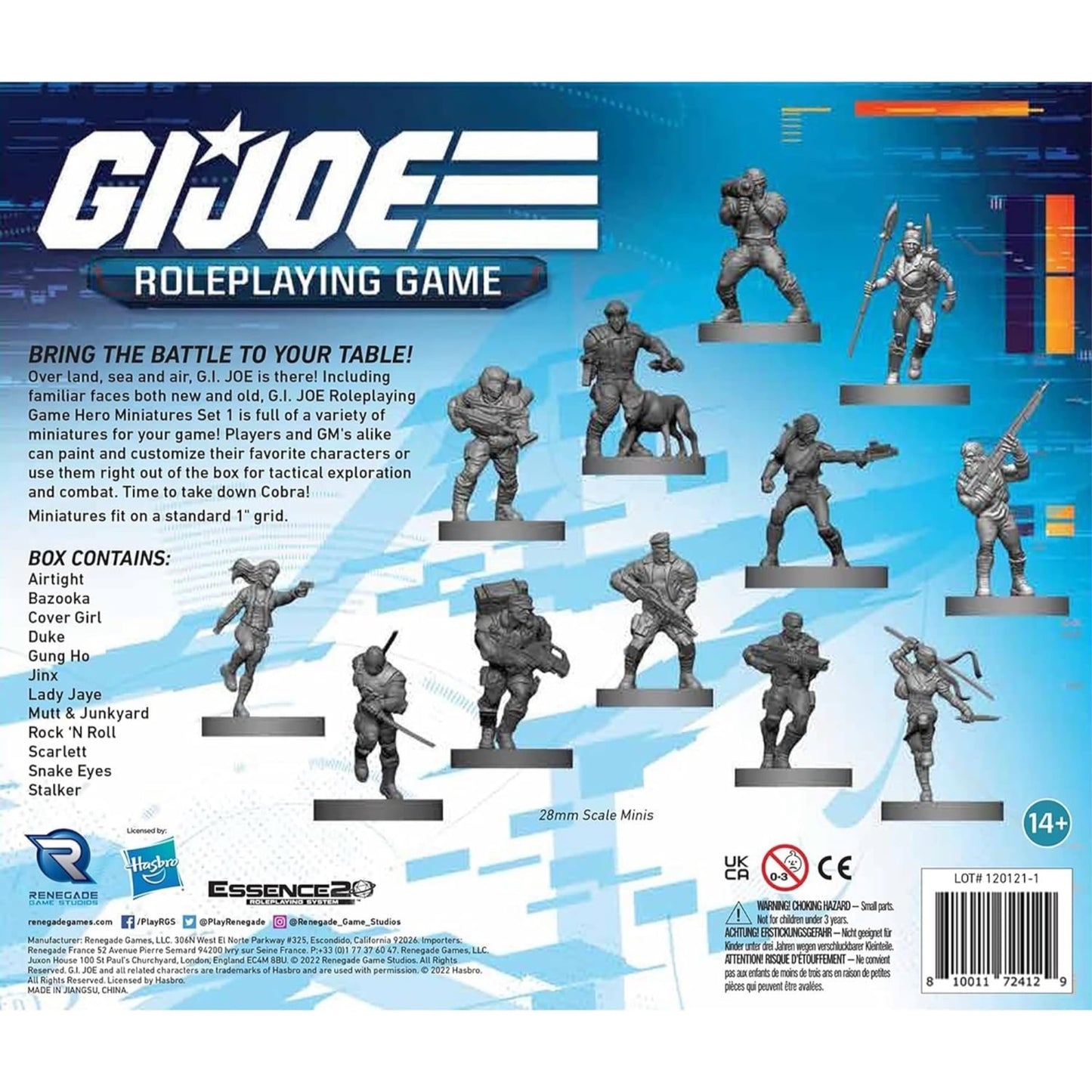 Renegade Game Studios G.I. Joe RPG Hero Miniatures Set, Unpainted, 12 Pieces, Plastic, Grey, Model RGS-02412