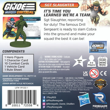 Renegade Game Studios G.I. Joe Mission Critical SGT Slaughter Figure Pack - RPG Expansion, Cards, Blue, Model 105704