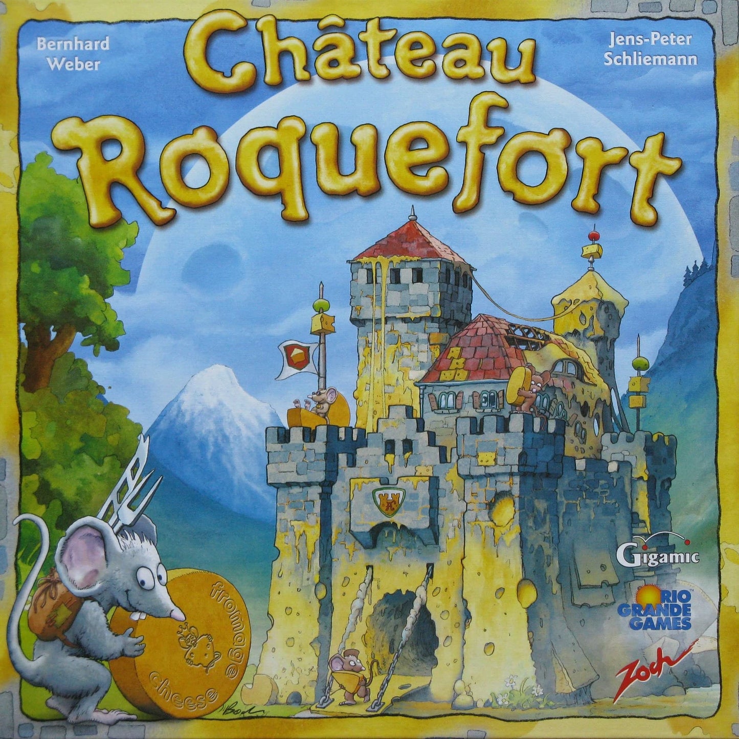 Rio Grande Games Chateau Roquefort Memory Board Game, Large, Blue and Yellow, Cardboard, Ages 6+, 2-4 Players, 30 Min
